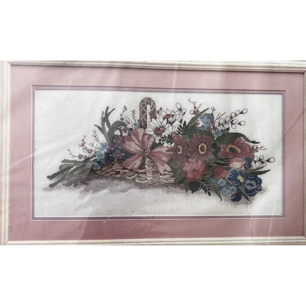 French Floral Basket Picture Counted Cross Stitch Kit 50425 Candamar Designs